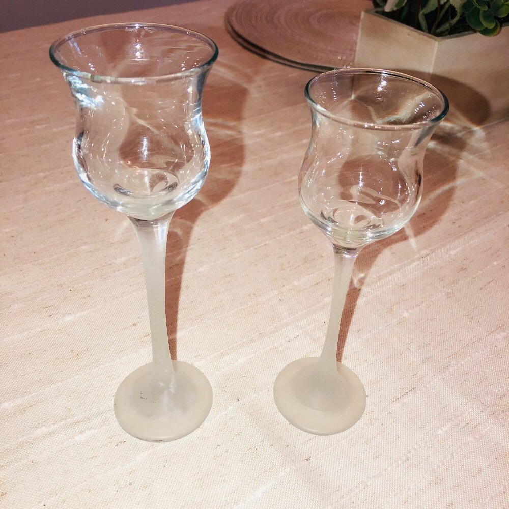 Candle Holders Glass with frosted stem